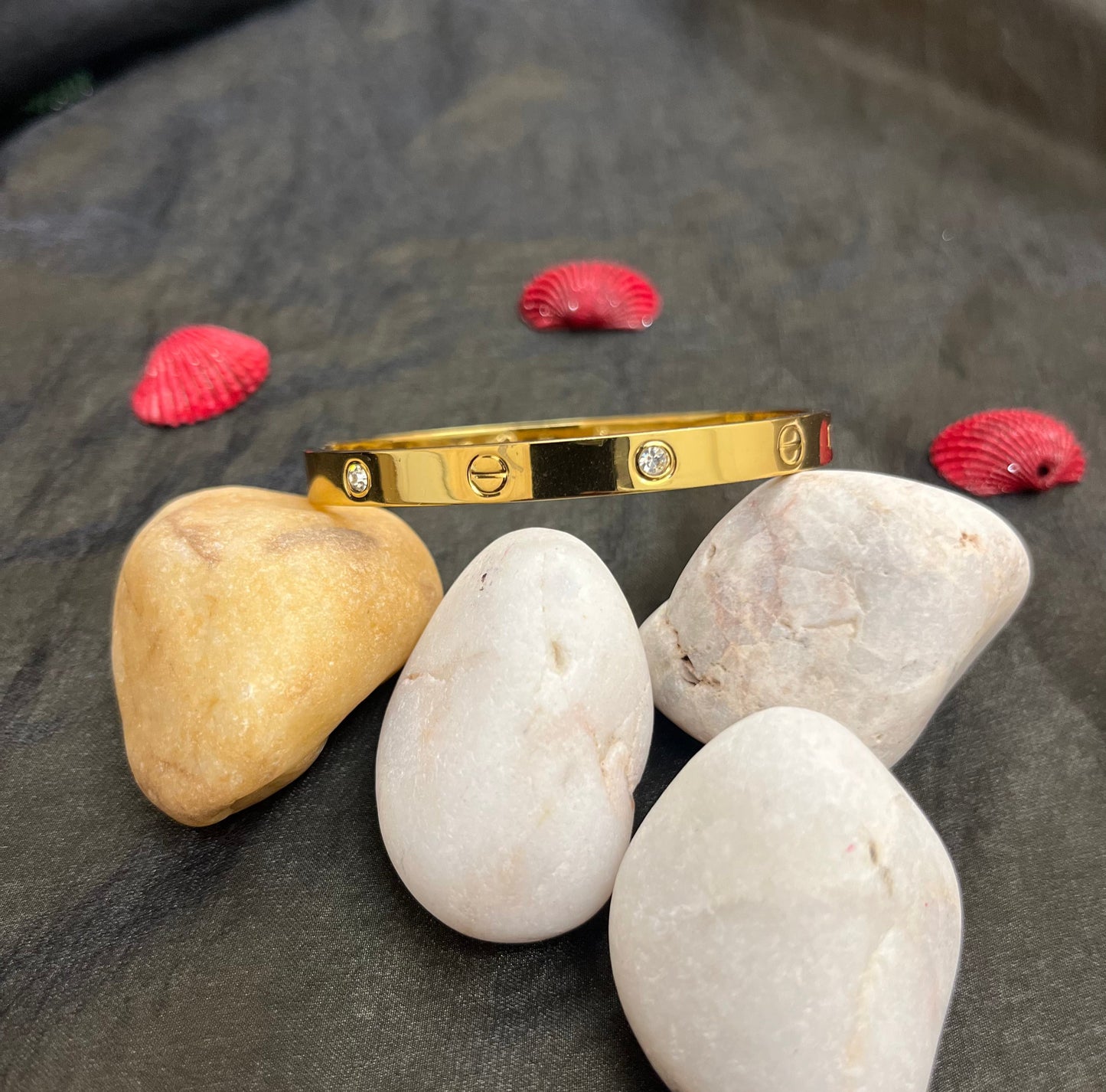 Eternal Love Gold Bangle with Stone Accents