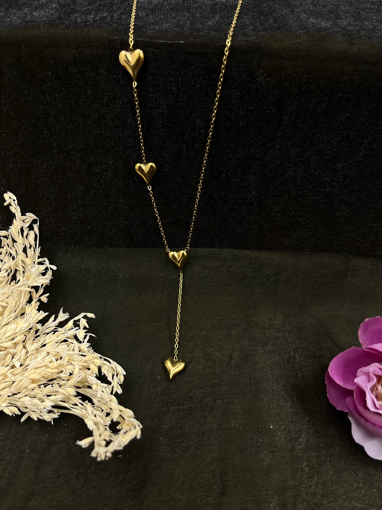 Golden Hearts Cascade Necklace