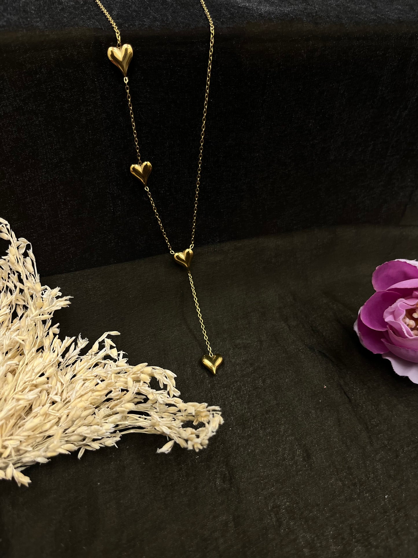 Golden Hearts Cascade Necklace
