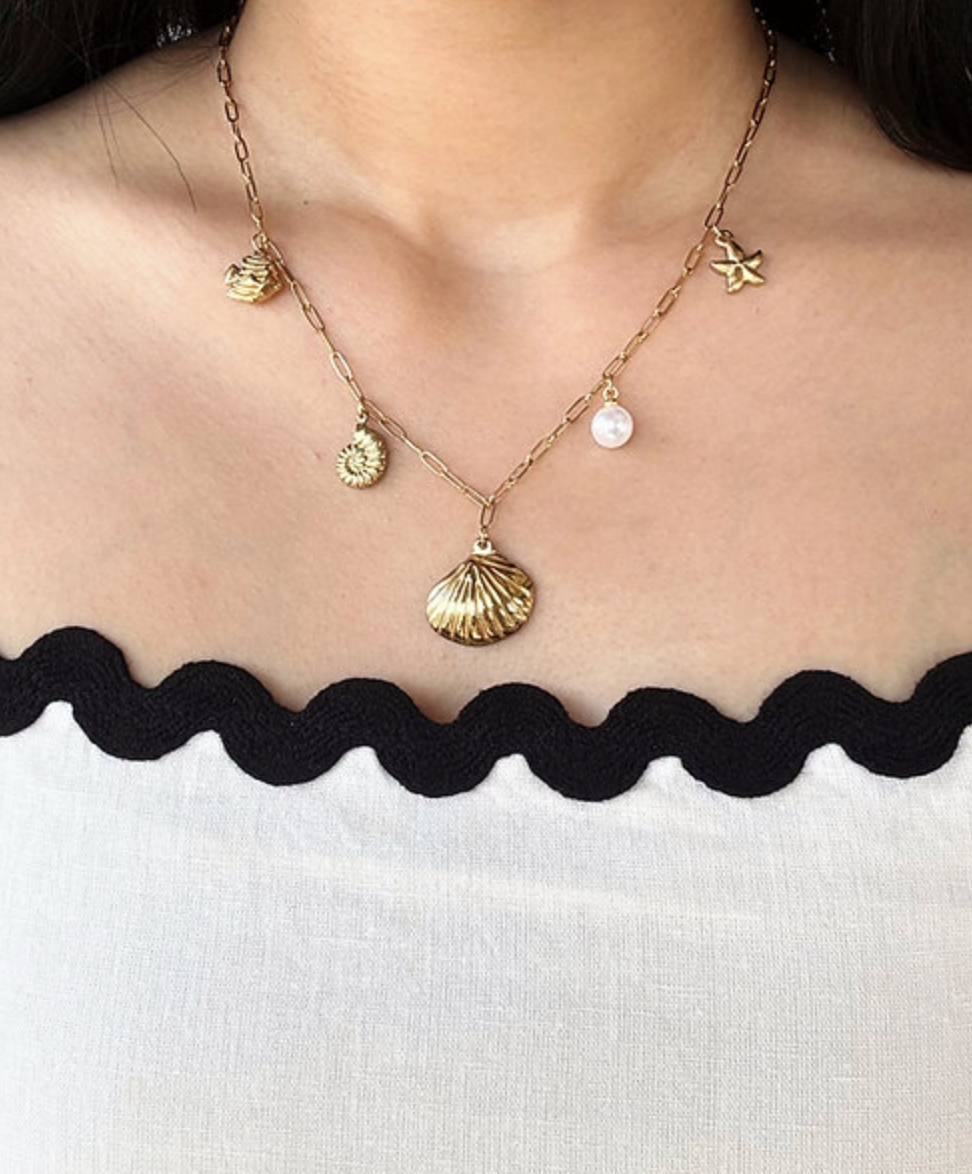 Sea Charm Necklace - Pearl & Shell Edition