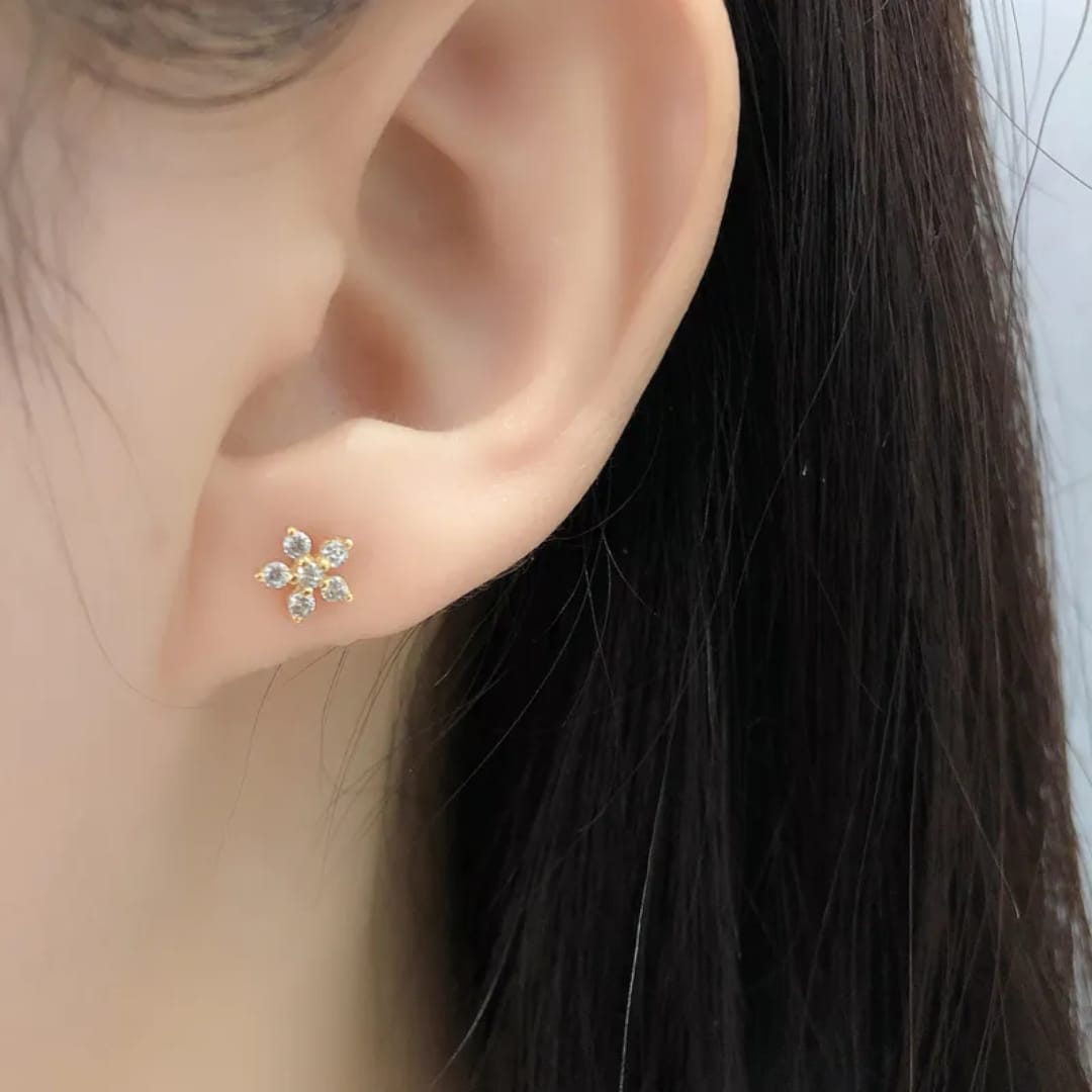 Floral Crystal Stud Earrings