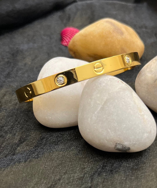 Eternal Love Gold Bangle with Stone Accents
