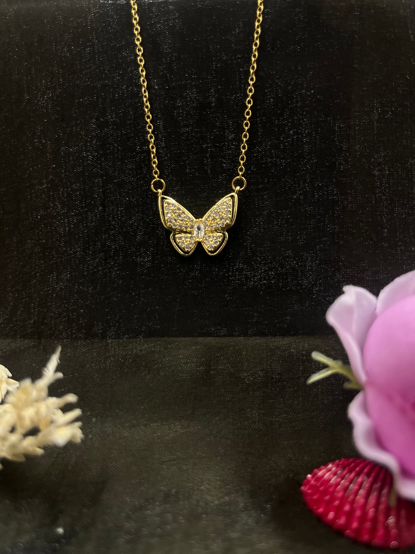 Flutter Gold Butterfly Pendant Necklace