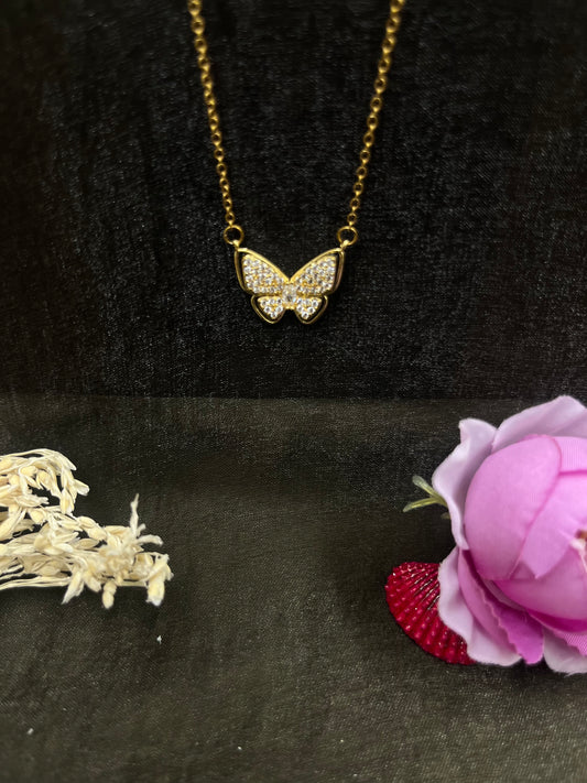 Flutter Gold Butterfly Pendant Necklace