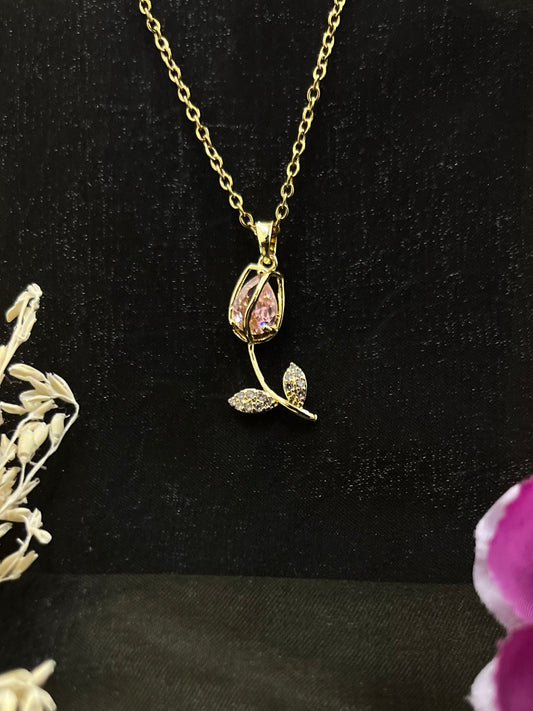 Golden Rose Pendant Necklace
