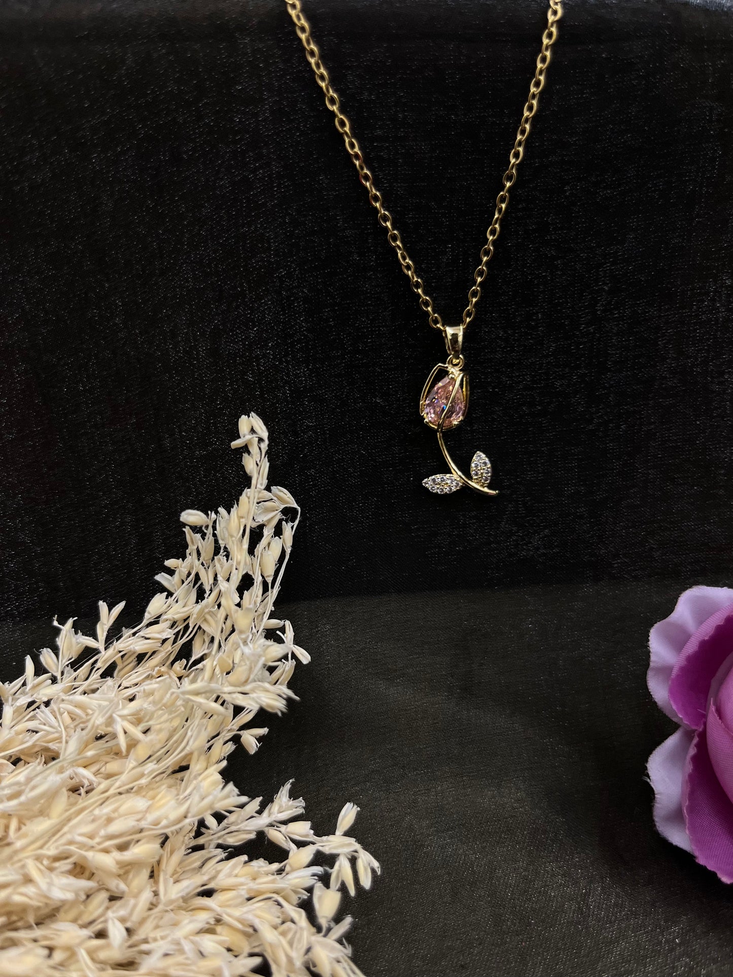 Golden Rose Pendant Necklace