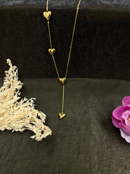 Golden Hearts Cascade Necklace
