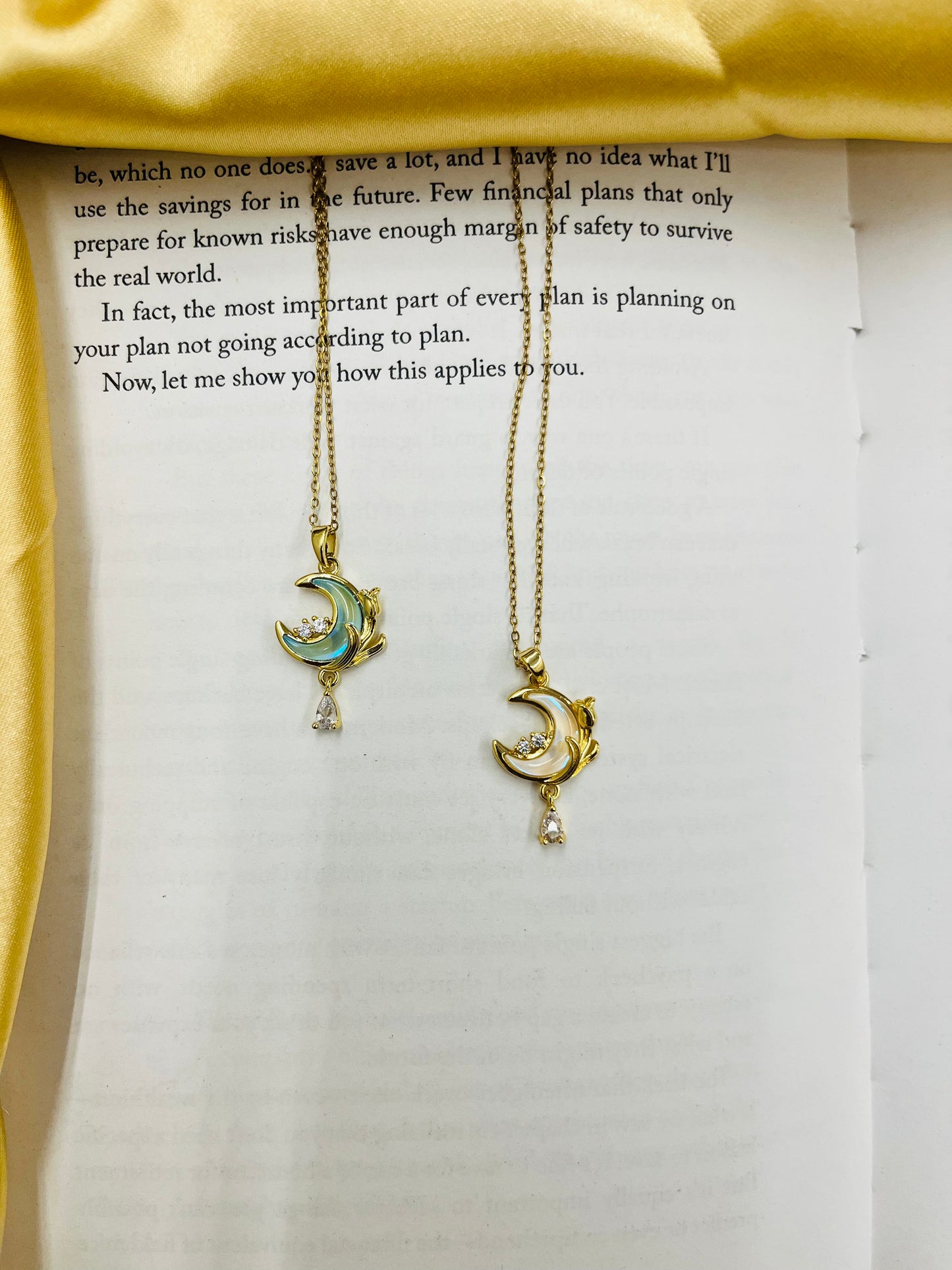 Dreamy Moon Charm Necklace with Crystal Drop