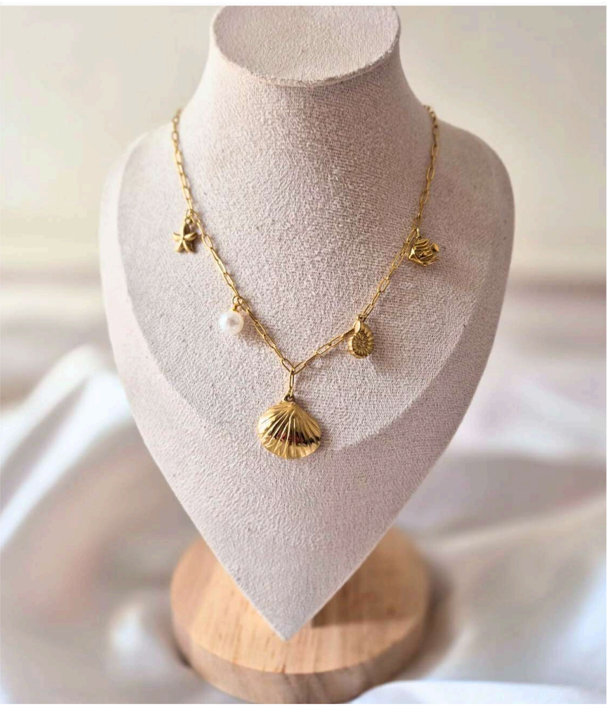 Sea Charm Necklace - Pearl & Shell Edition
