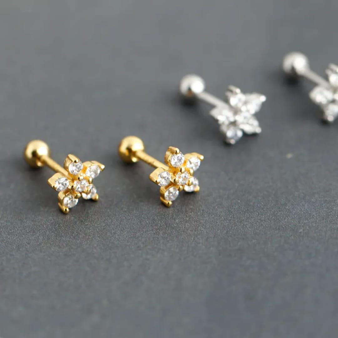 Floral Crystal Stud Earrings